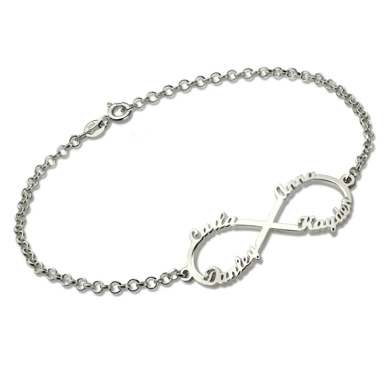 

AILIN Infinity Symbol 1-4 Names Bracelet Customized 925 Sterling Silver Bracelet for Women Mother Jewelry Christmas Gifts 2020