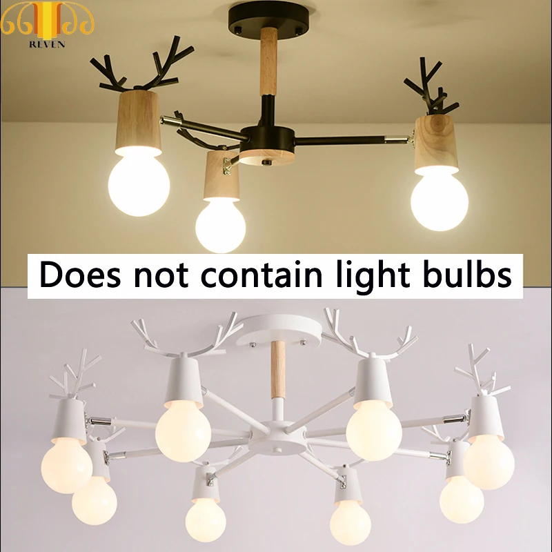 

Solid wood chandelier modern Nordic creative minimalist living room dining art lighting cafe Bar restaurant bedroom lamp craft