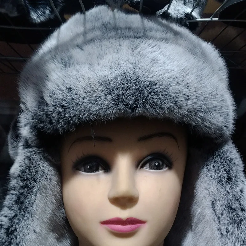Fashion Colorful Winter Hat For Women Girls Bomber Hat Earflap Cap Cold Winter Thickening Warm real Fur Russian Trapper Hat