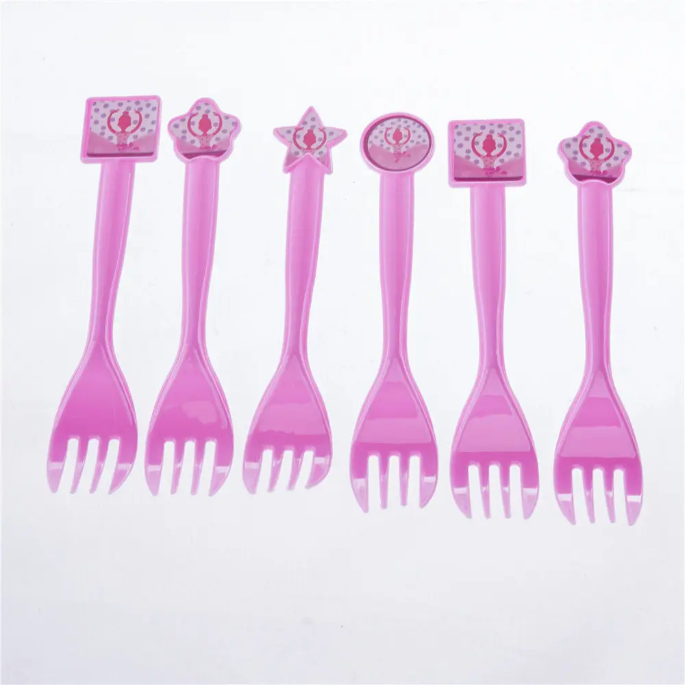 Cake fork 6pcs Балетные танцоры тема столовая посуда украшения на день рождения Детские вечеринки тематические события вечерние игрушки, принадлежности для вечеринок - Цвет: Cake fork 6pcs