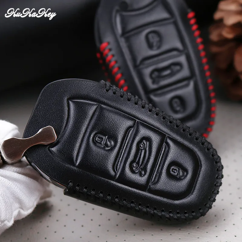 Кожаный чехол для дистанционного ключа от машины Citroen C4 CACTUS C5 C3 C4L Peugeot 508 2008 3008 408 Fob