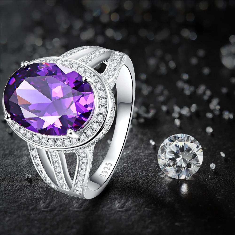 Jrose распродажа хит продаж 10.2ct фиолетовое кольцо твердое 100% Стерлинговое Серебро