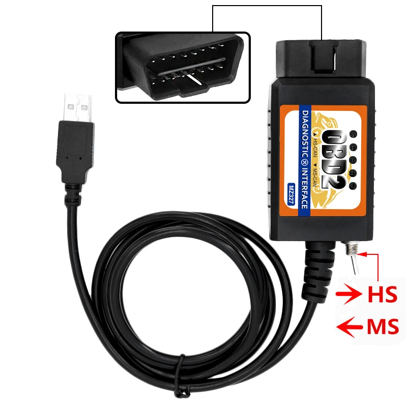 20 шт./лот MZ327 USB OBD2 с переключателем Диагностический Сканер Поддержка для моделей