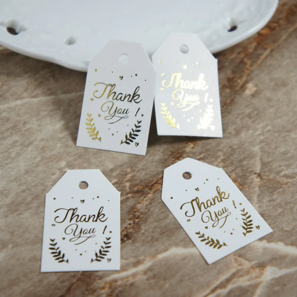 

gold thank you tag 50 pcs as paper labels wedding favor packaging gift decoration Scrapbooking DIY Christmas gift DIY