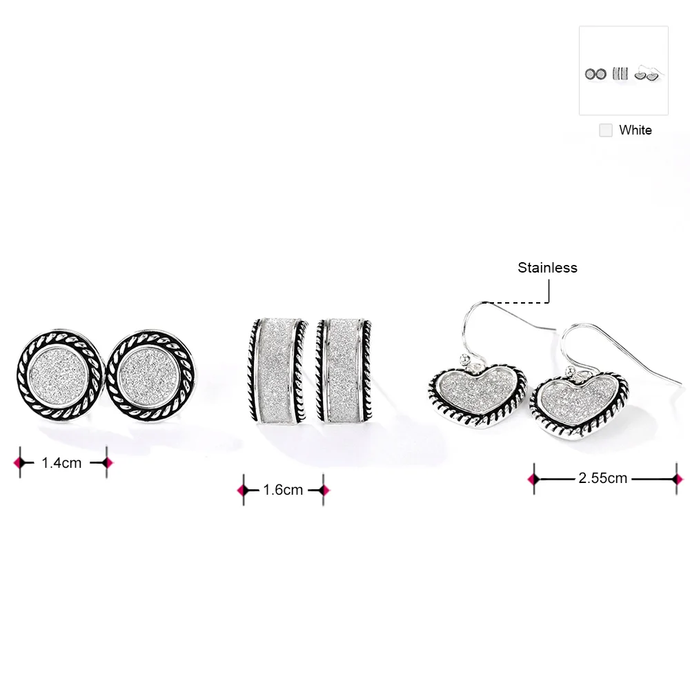 Neoglory горный хрусталь сердце три пары черный Комплект сережек для женщин