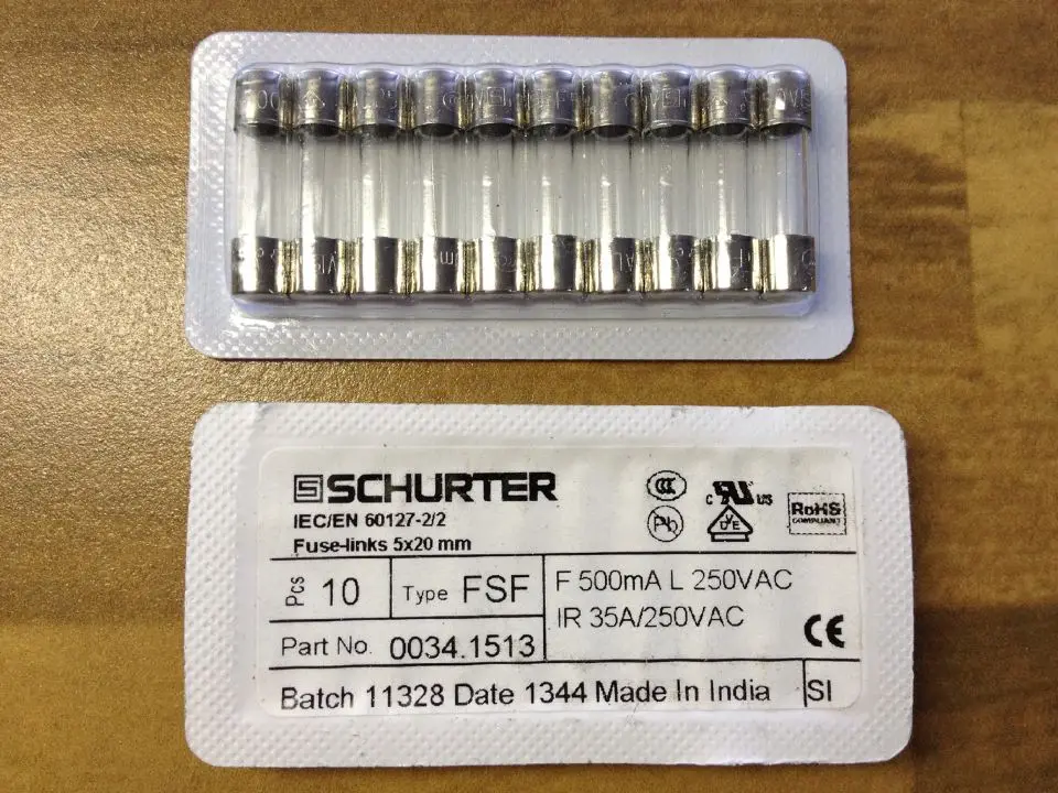 

10pcs/lot SCHURTER 0.5A 250V F 500MA 0034.1513 5X20mm