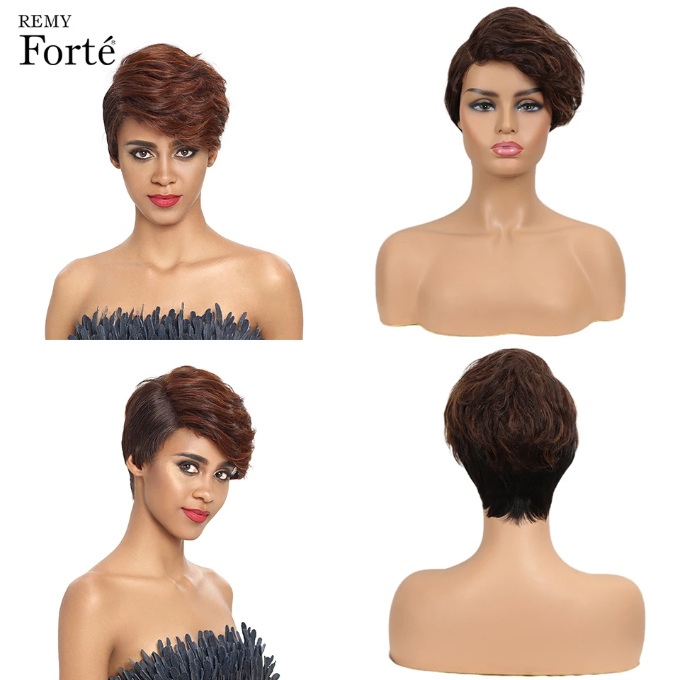 Парики из натуральных человеческих волос Remy Forte короткие парики 100% перуанских