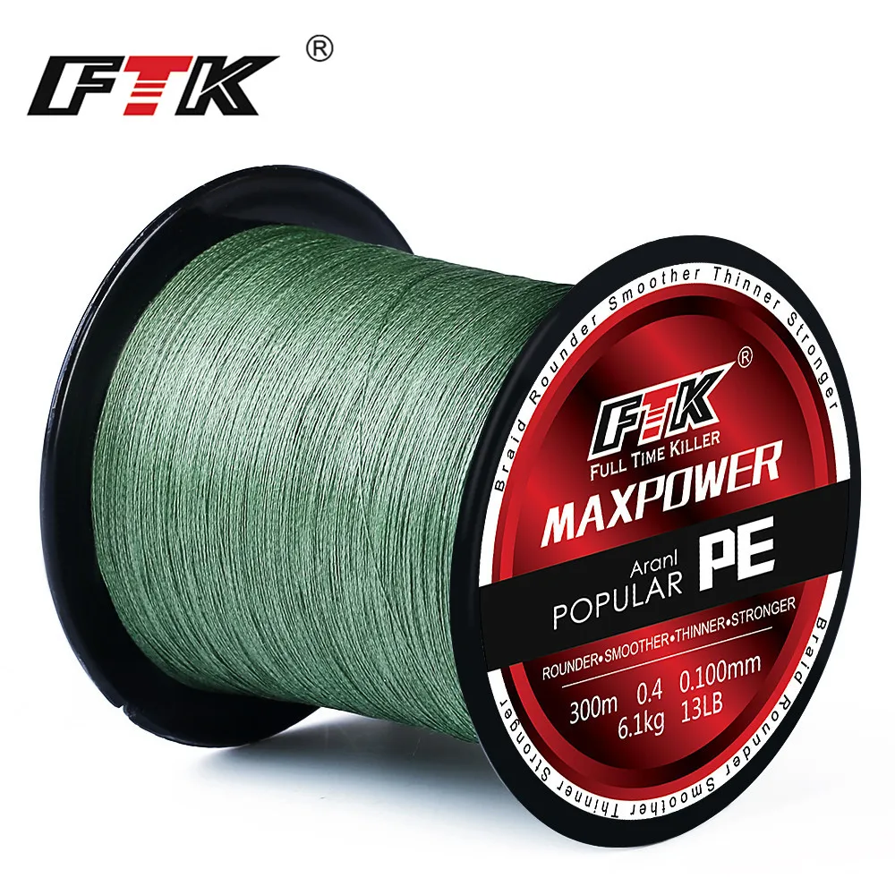 FTK бренд TriPoseidon серии 300 м 330 ярдов PE плетеная леска 4 подставки 8LB 10LB 20LB 60LB