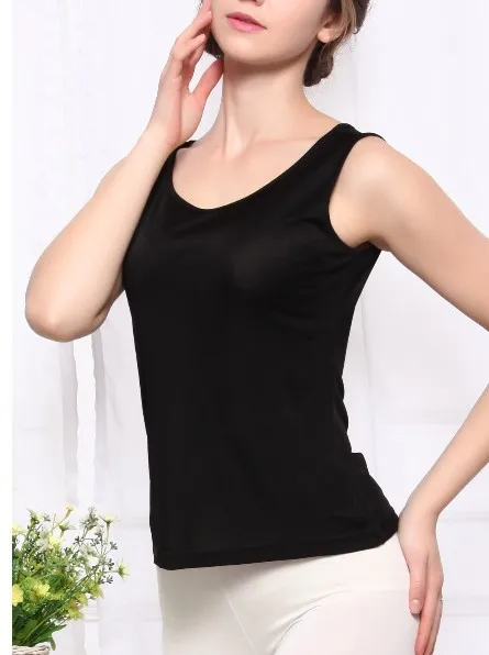 Женский Шелковый жилет летняя свободная синяя рубашка без рукавов 100 | Женская