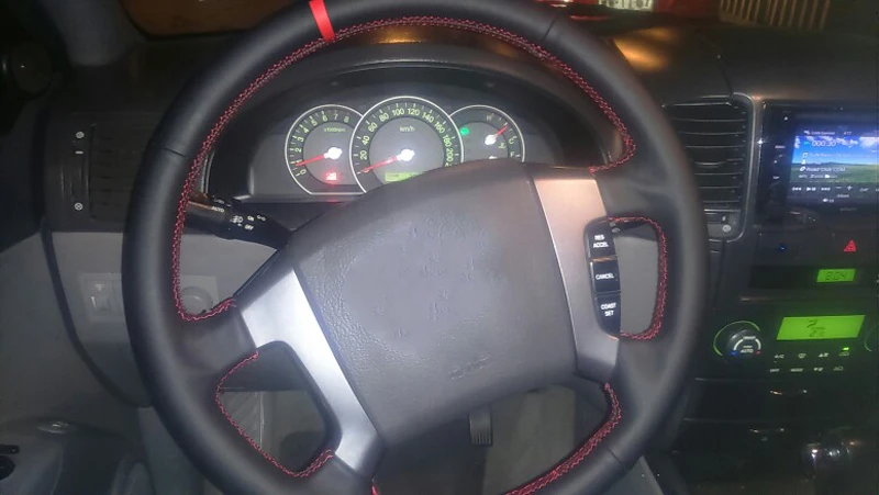 HuiER для рукоделия крышка рулевого колеса автомобиля красный маркер для Kia Sorento 2003 2004 2005 2006 2007 2008 2009 аксессуары для интерьера запчасти
