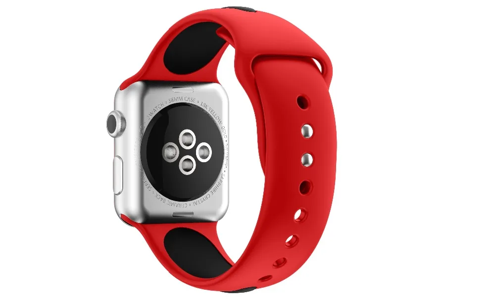 Спорт на открытом воздухе силиконовый двойной Цвет браслет ремешок для apple watch band 44/40/42/38 мм Мужские/Женские часы ремешок для iwatch серии 4 3 2 1
