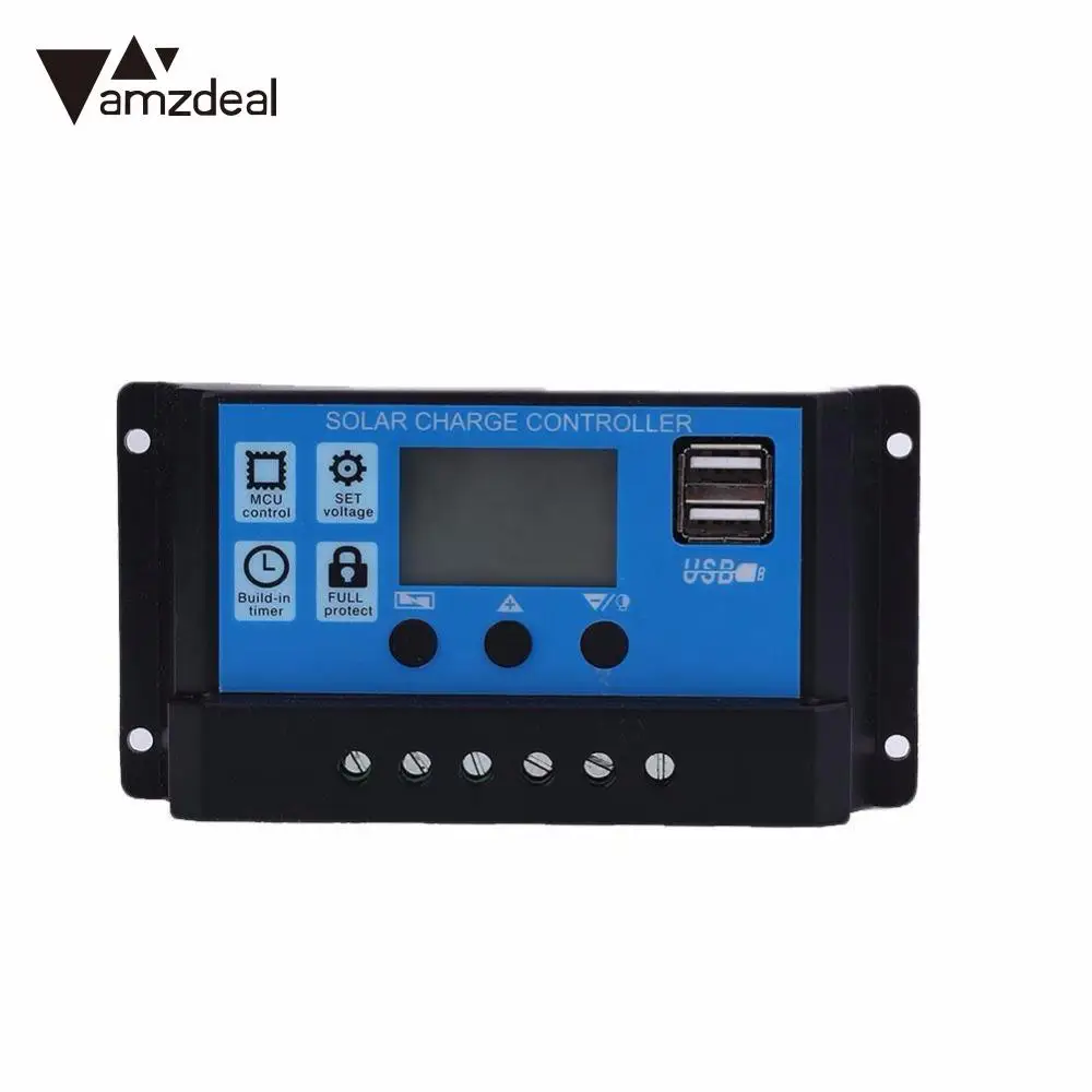 Amzdeal Новый 10/20/30A USB Солнечное Мощность Панель Системы Регулятор зарядки