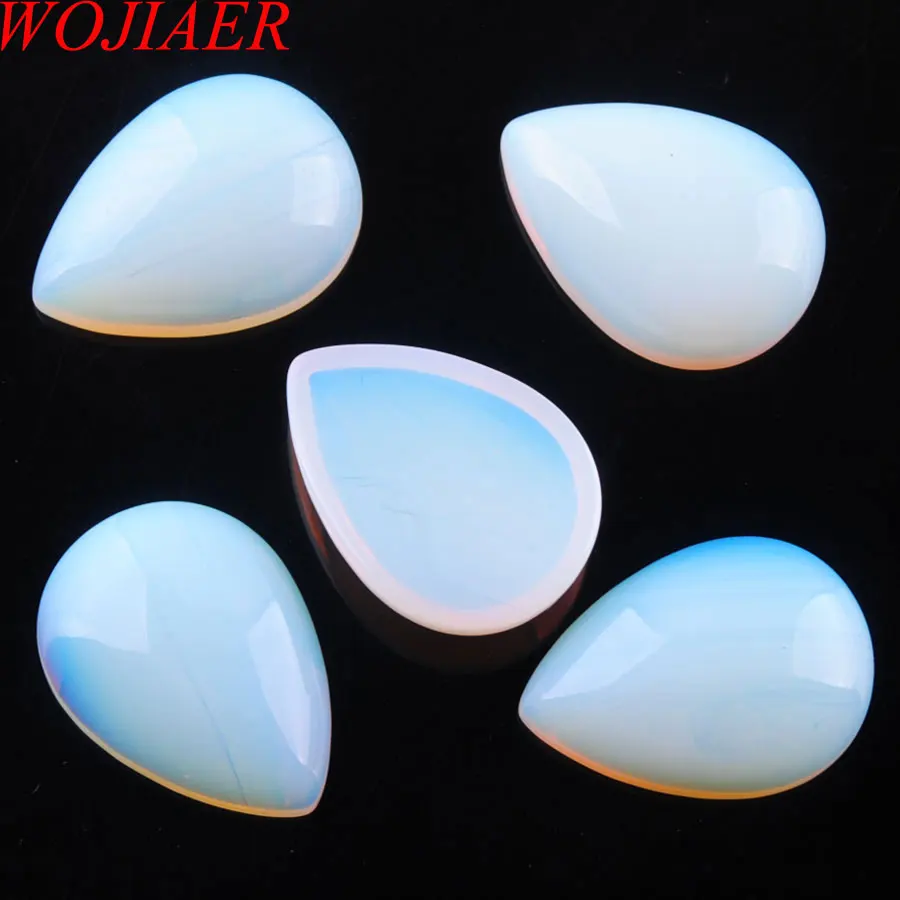 White Opal PU3231 WOJIAER натуральный драгоценный Камень Каплевидный кабошон кабина без отверстия 18x25x7 мм ювелирных изделий 5 шт. PBU324 - Цвет: White Opal PU3231