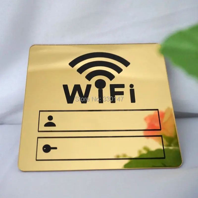 Wifi знак 3D акриловые зеркальные настенные наклейки перезаписываемый почерк учетная запись и пароль для общественных Shope wifi вывески