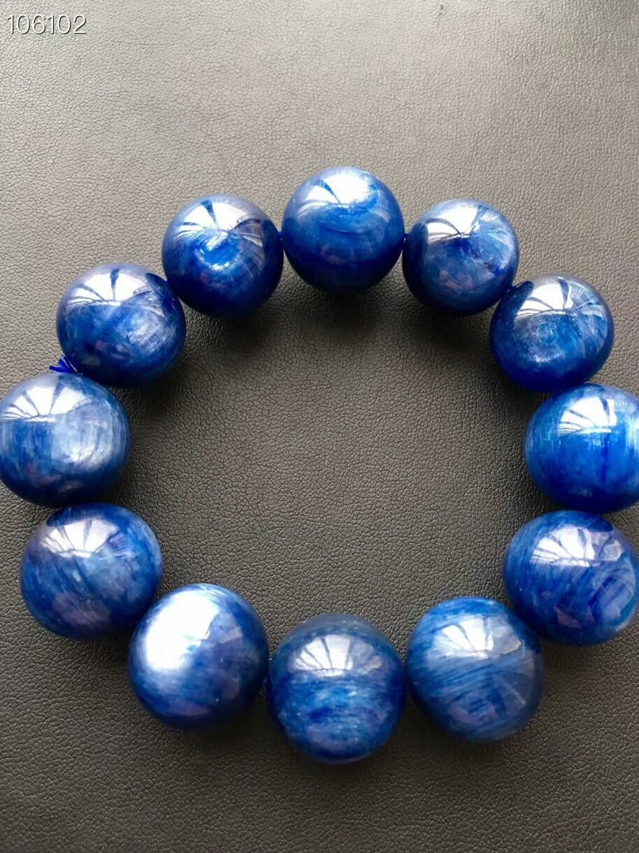 Настоящий Натуральный Синий Кианит кошачий браслеты глаз 19 мм для женщин и