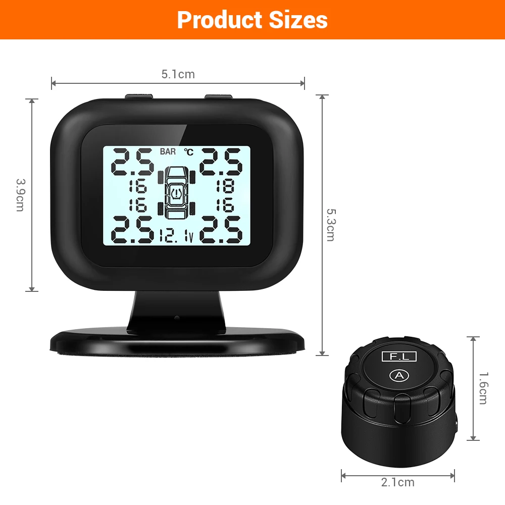 Автомобильная система контроля давления в шинах TPMS 5 В внешний датчик ЖК дисплей