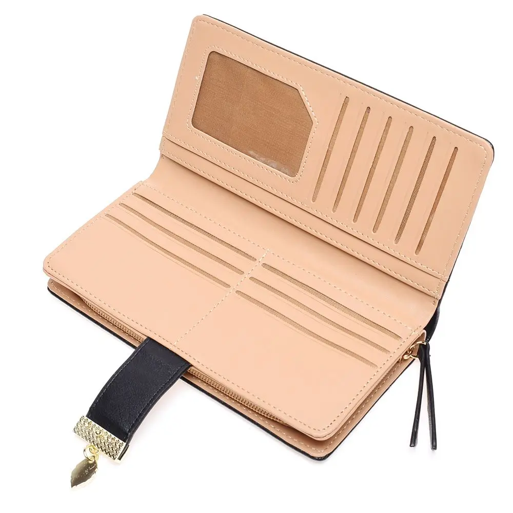 

Women Wallet Purse Female Long Wallet Gold Hollow Leaves Pouch Handbag For Women Coin Purse Card Holders Portefeuille Femme