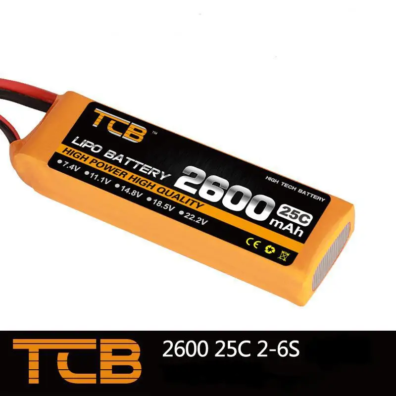 TCB RC игрушки LiPo батарея 7 4 V 2600mAh 25C 2S радиоуправляемый самолет Квадрокоптер