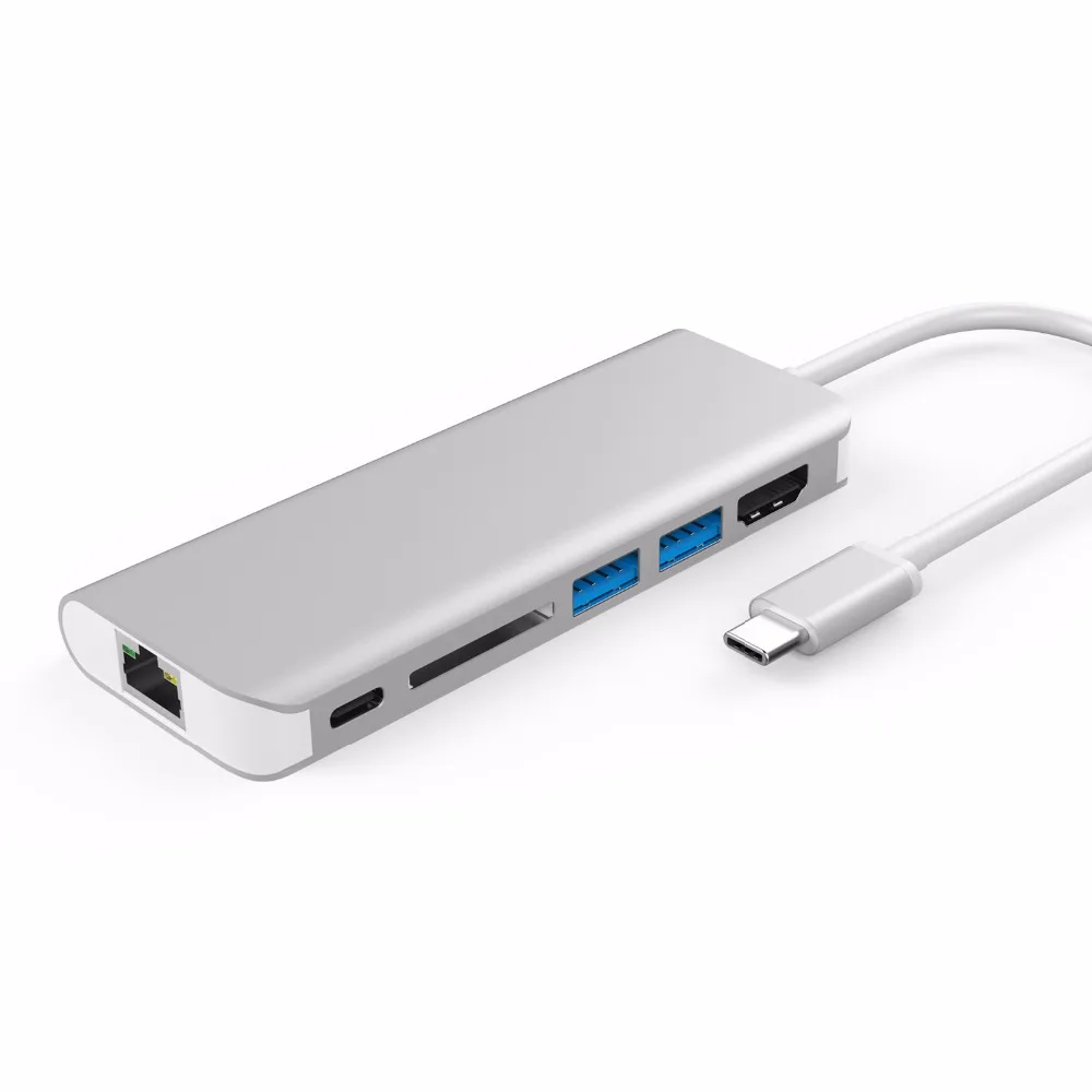 Amkle HDMI адаптер RJ45 Gigabit Ethernet USB C концентратор к type c с картой чтения USB3.0 PD Зарядка для