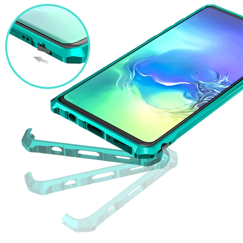 Алюминиевый металлический бампер чехол для samsung Galaxy S 10 Plus из закаленного стекла