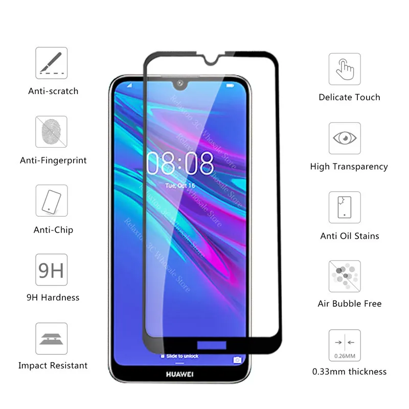 Защитное стекло закаленное для huawei Y5 Y6 Y7 Y9 2019|Защитные стёкла и плёнки телефонов| |