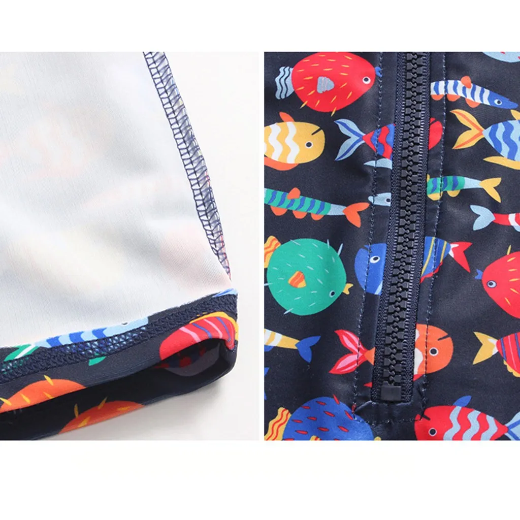 Детская одежда для мальчиков и девочек цельный купальник с принтом рыбы + шапочка