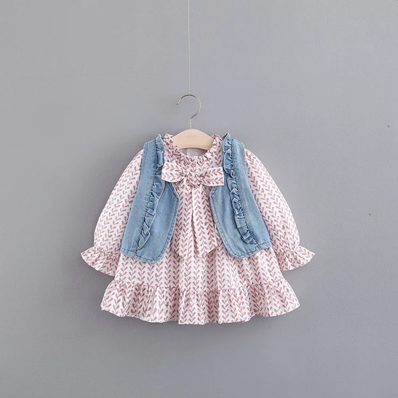 Милый комплект для маленьких детей новинка 2020 года Корейская одежда с бантом и