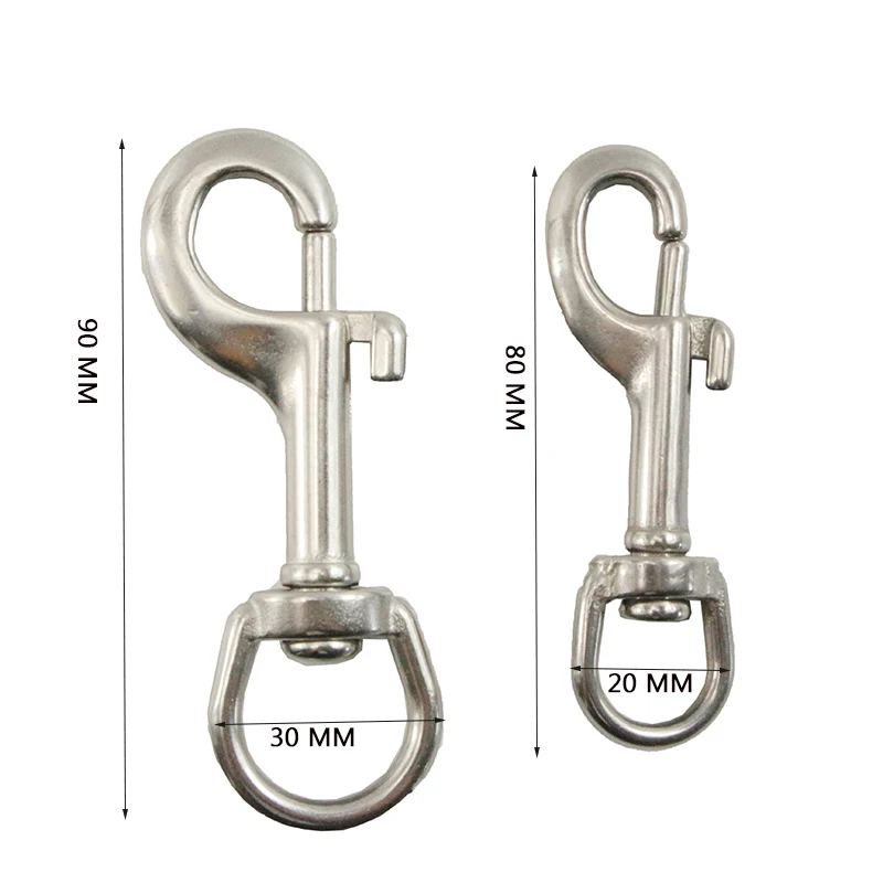 PSKOOK 2 PCS/ Lot 90mm Bolt Snap 304 Stainless Steel Round Eye Swivel for Key Chain Hook Buckles Sling Clip | Спорт и развлечения