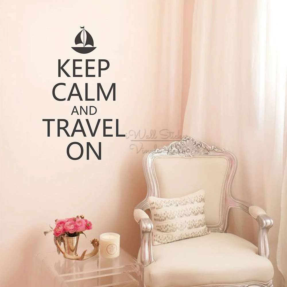 Наклейка на стену с надписью Keep Calm And Travel On|Наклейки стену| |