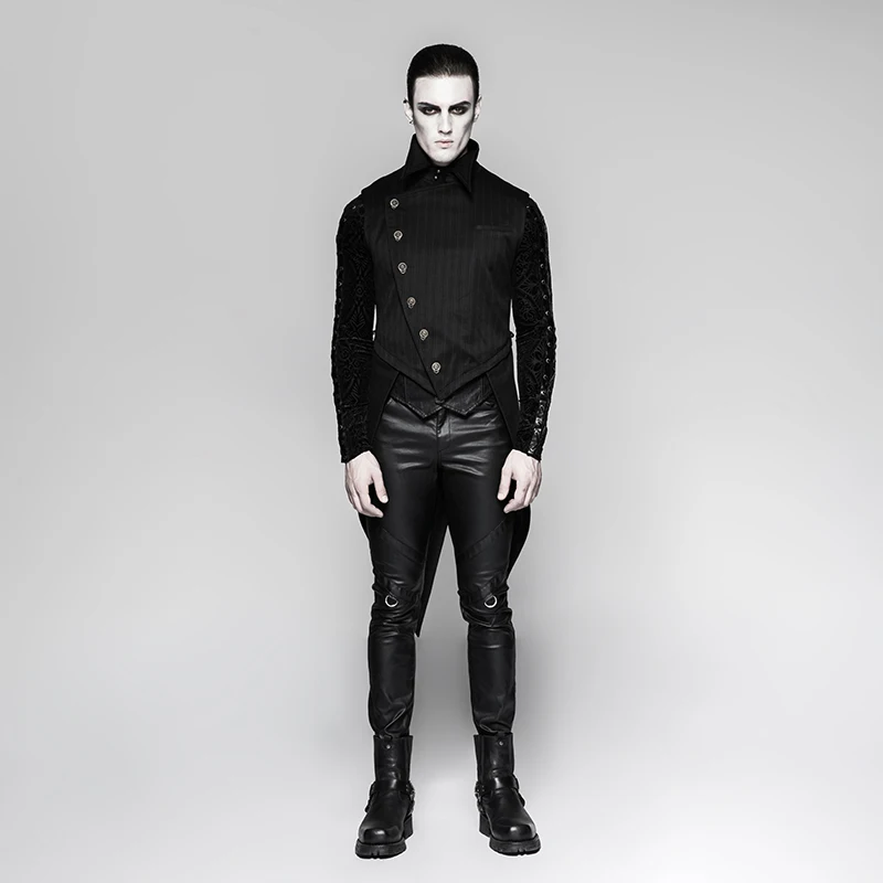 Мужской жилет в стиле стимпанк полоску китайском с пряжкой ласточкиный хвост