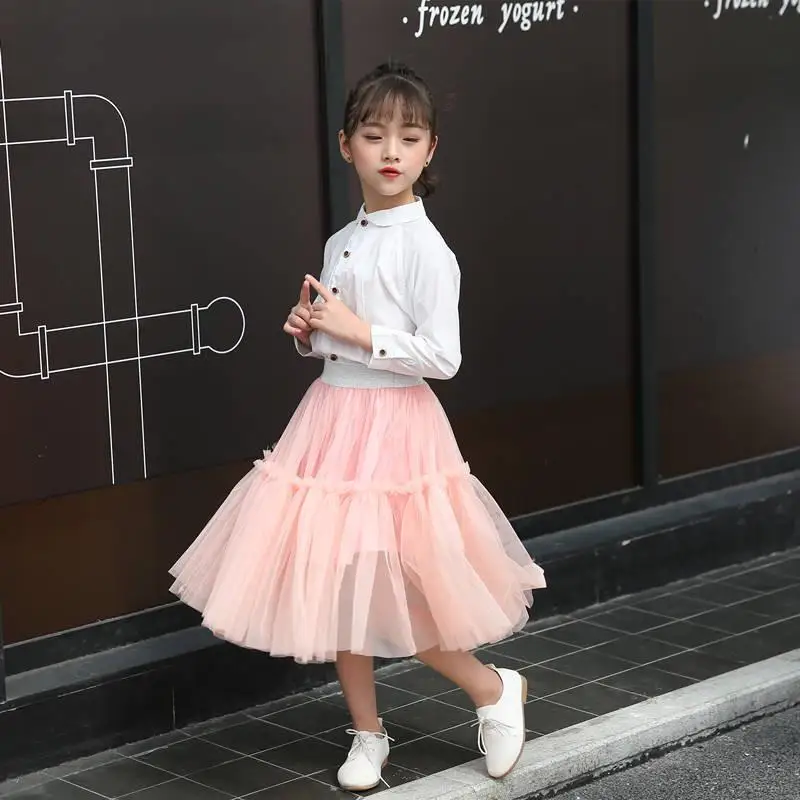 2019 Fashion Teens Girls Tutu Mesh Patchwork Skirts Children Fold Puff Princess Long Skirt Kids Birthday Party Q438 | Мать и ребенок