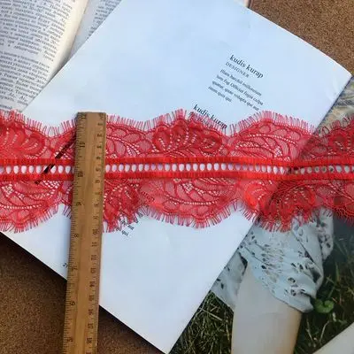 6 метров цена 10 см Широкий двусторонний ресниц кружевной ткани DIY Одежда свадебная вуаль сшивание аксессуары - Цвет: red