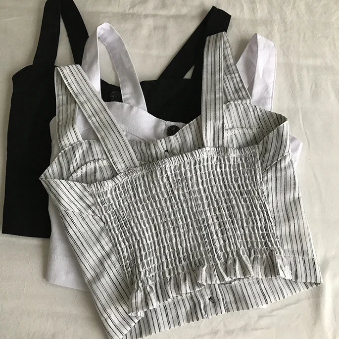 Женская Полосатая укороченная майка бюстье с дымчатой эластичной подкладкой для