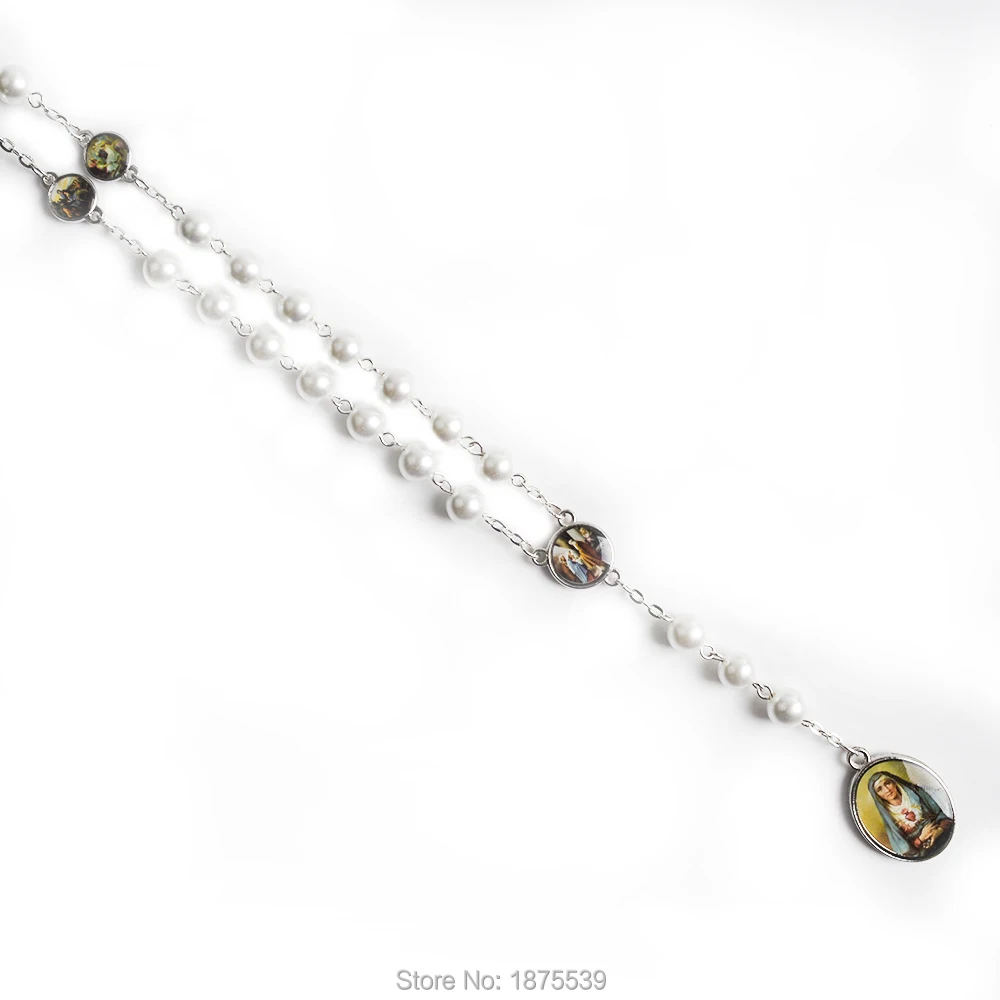 Цепочка с белыми стеклянными бусинами 8 мм для женщин | Украшения и аксессуары