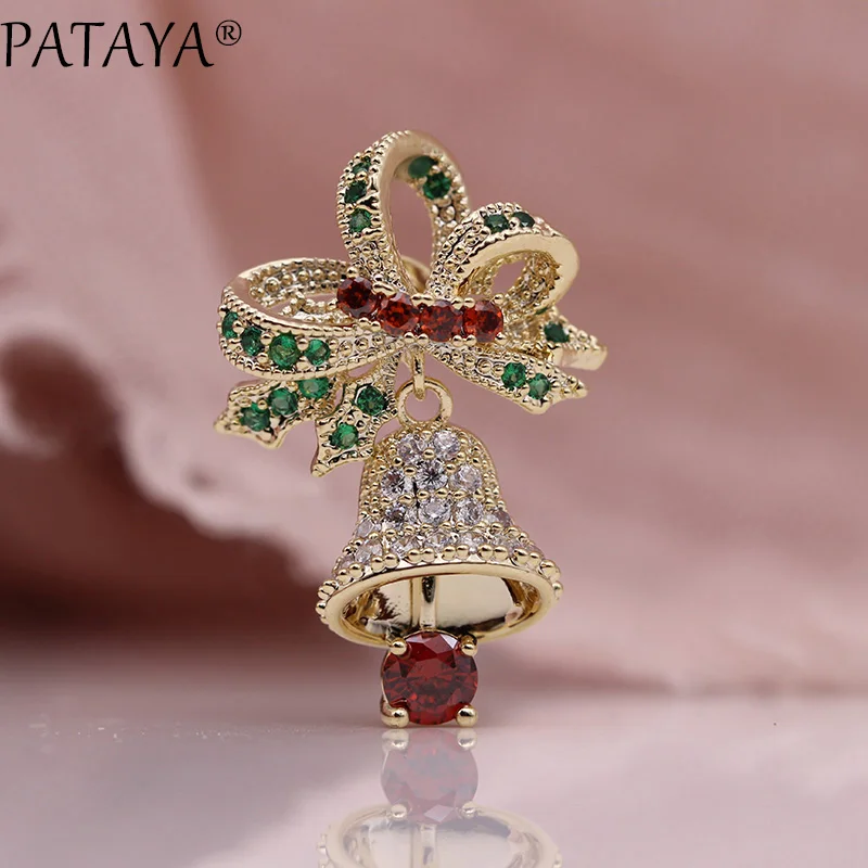 PATAYA, подарок на год, разноцветные колокольчики, серьги-гвоздики для женщин, роскошные свадебные украшения, 585 розовое золото, натуральные длинные серьги из циркония