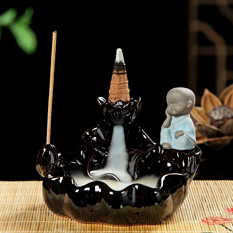 The Little Monk Censer Creative Home Decor Small Buddha Incense Holder Backflow Burner Use In Office Teahouse Dehua | Дом и сад