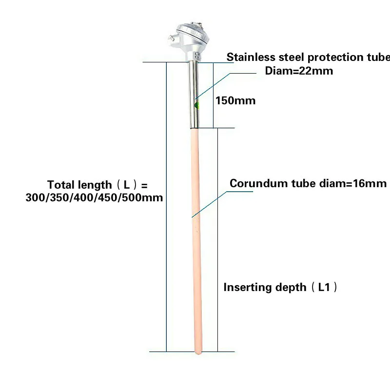 

Thermocouple temperature sensor K-type WRN-132 300-500mm corundum ceramic tube SUS304 1300 degree for high temperature furnace