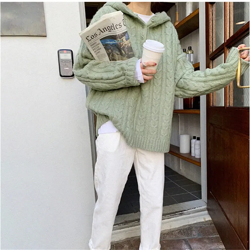 Alien Kitty 2019 Hot Fresh Knitted Simple Elegant Regular Hooded Autumn Thick Student Solid Loose Casual Full-Sleeved Sweaters | Женская