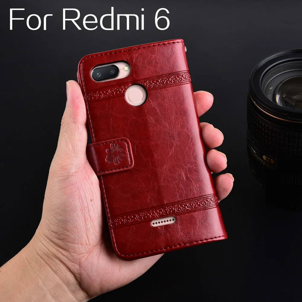 Кожаный чехол-бумажник с откидной крышкой для Xiaomi Redmi 6 5 45 '' чехол магнитный