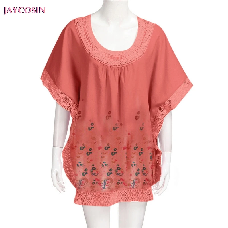 Женское платье с коротким рукавом и принтом летучая мышь пляжная одежда Boho