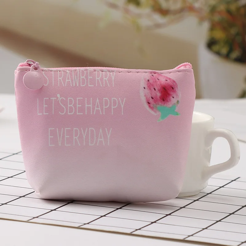 Кошелек для мелочи с клубничным узором держатель карт сумочка ключей из