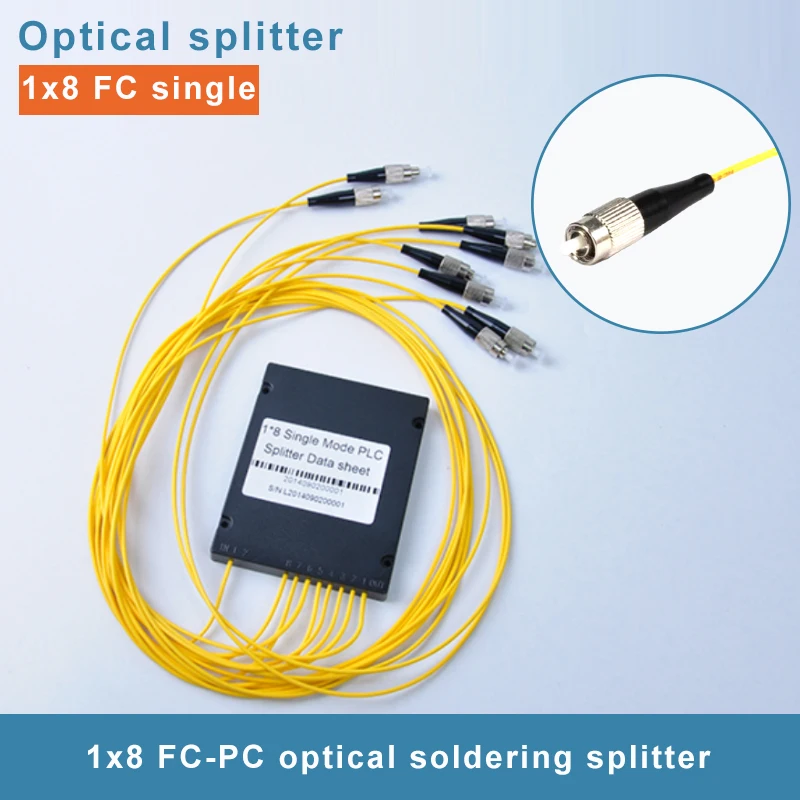 

5PCS FC UPC 1x8 1.5M PLC optical splitter ABS Box FTTH PLC Singlemode Splitter 1x8 SM FC/UPC Fiber Optic splitter
