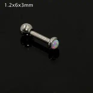 Showlove-1pcs нержавеющая Опал Камень перегородка нос кольцо опал мяч закрытие ниппель ТРУГ брови пирсинг серьги ювелирные изделия для тела - Окраска металла: 1.2x6x3mm