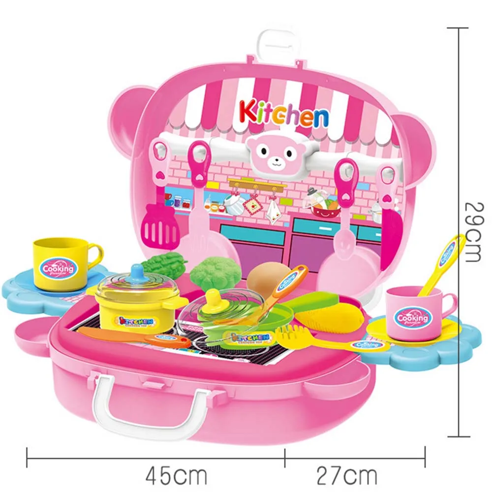 Pretend Play Children simulation kitchen cooking tableware suitcase Kids Plastic toy set Child Christmas Gift | Игрушки и хобби