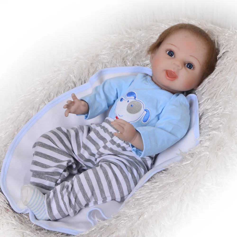 Детские куклы Bebe reborn boy 22 дюйма 55 см мягкие силиконовые для детей подарок