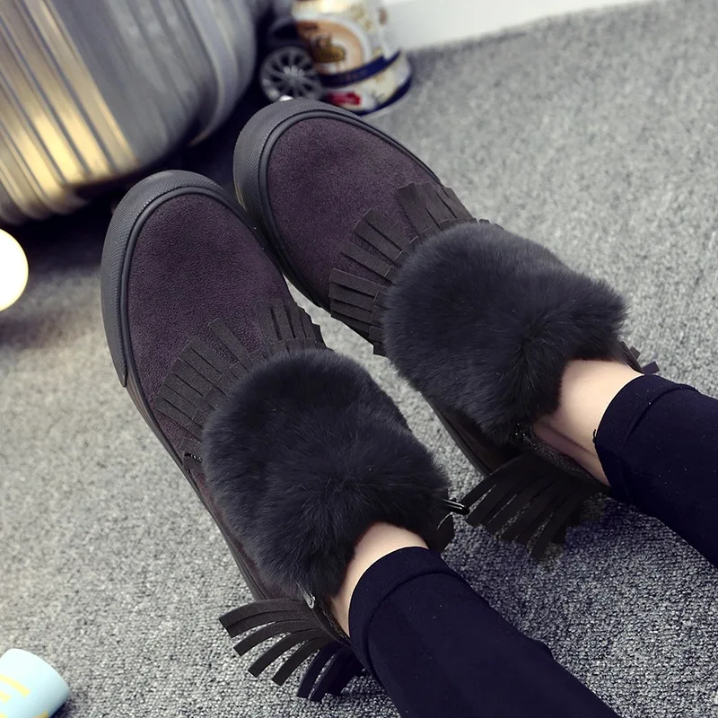 Winter snow boots female Korean style casual keep warm ankle Non-slip flat shoes women | Обувь