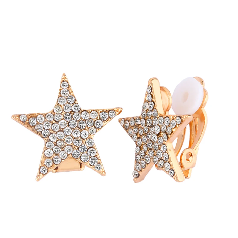 ers-q63 GOLD Роскошные женские серьги-клипсы с кристаллами, корейские стразы, серьги-каффы с цветами, модные ювелирные изделия для свадебной вечеринки - Окраска металла: ers-q63 GOLD