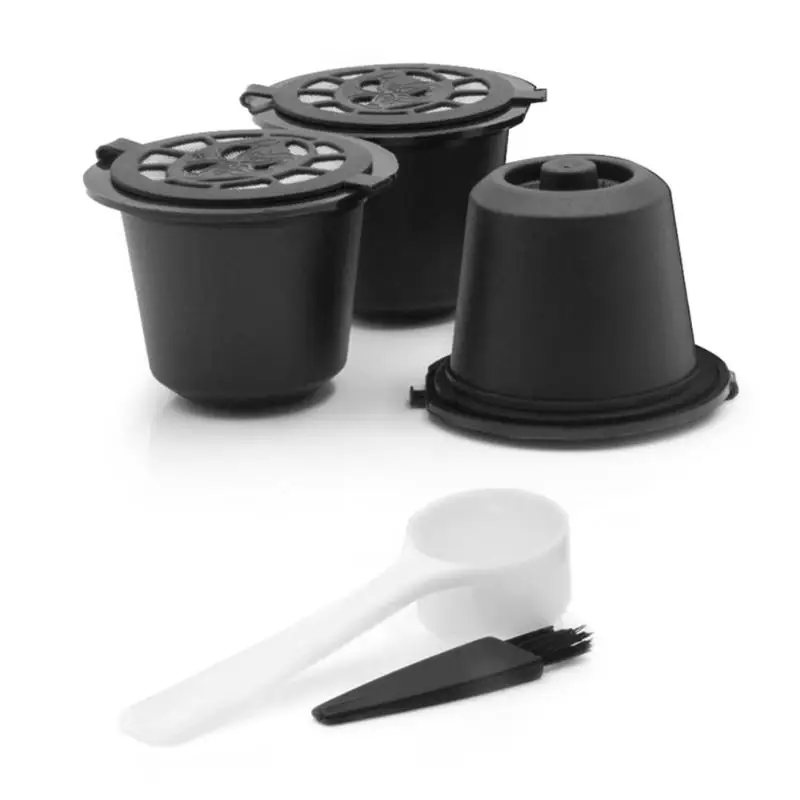 3 шт./упак. многоразового многоразовые капсулы для кофемашины Nespresso Кофе капсула с 1 шт. Пластик Чайная ложка Фильтр Pod для первоначальный siccsaee фильтры