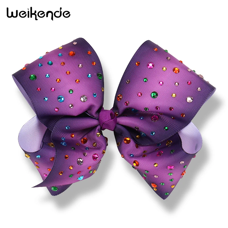 Manhattan Girls Boutique Grosgrain Hair Bows With Colorful Point Drill Clips Big Knotted Hairbow For Kids Accessories | Детская одежда