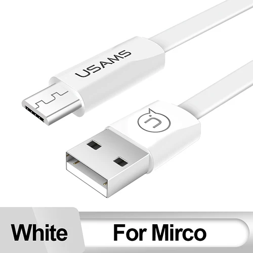 USAMS телефонный кабель для samsung huawei Android зарядный Micro USB кабель для синхронизации данных зарядный кабель 60 см/1,2 м шнур - Цвет: White